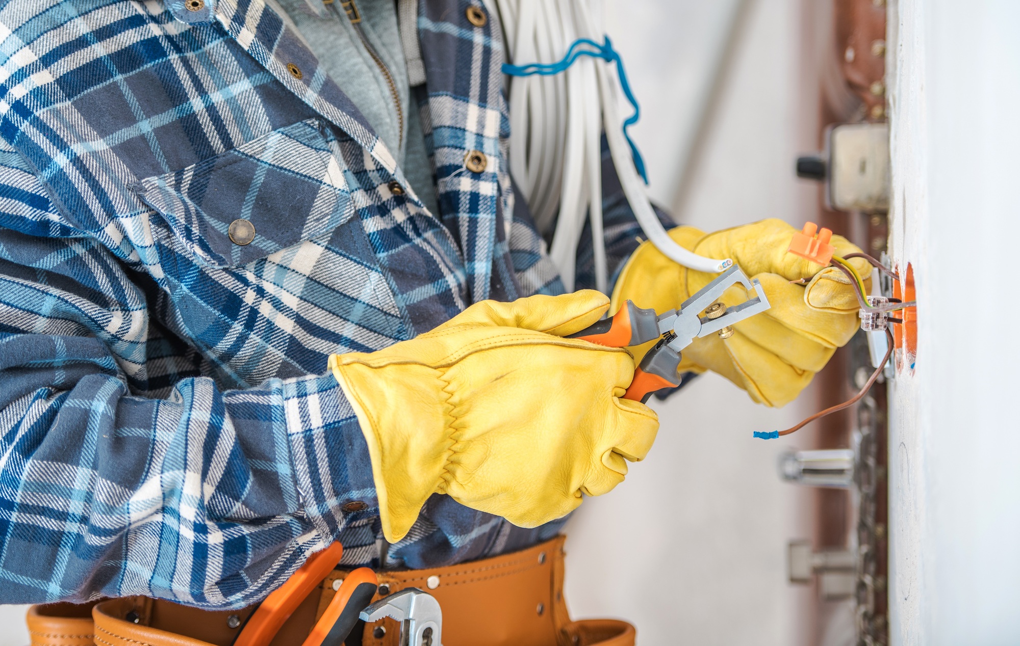 Professional electrician working on a new installation