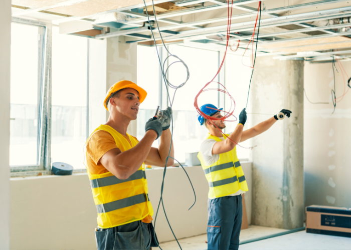 Silver Star Electric crew working on a new construction electrical rough in